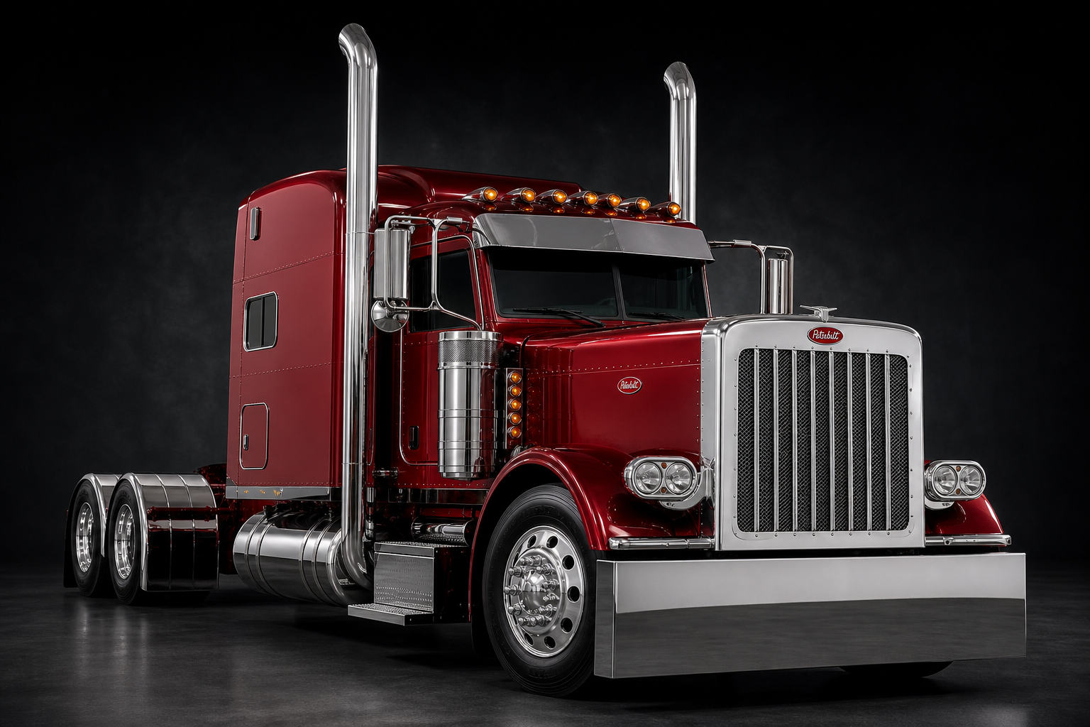 Shiny Peterbilt semi truck