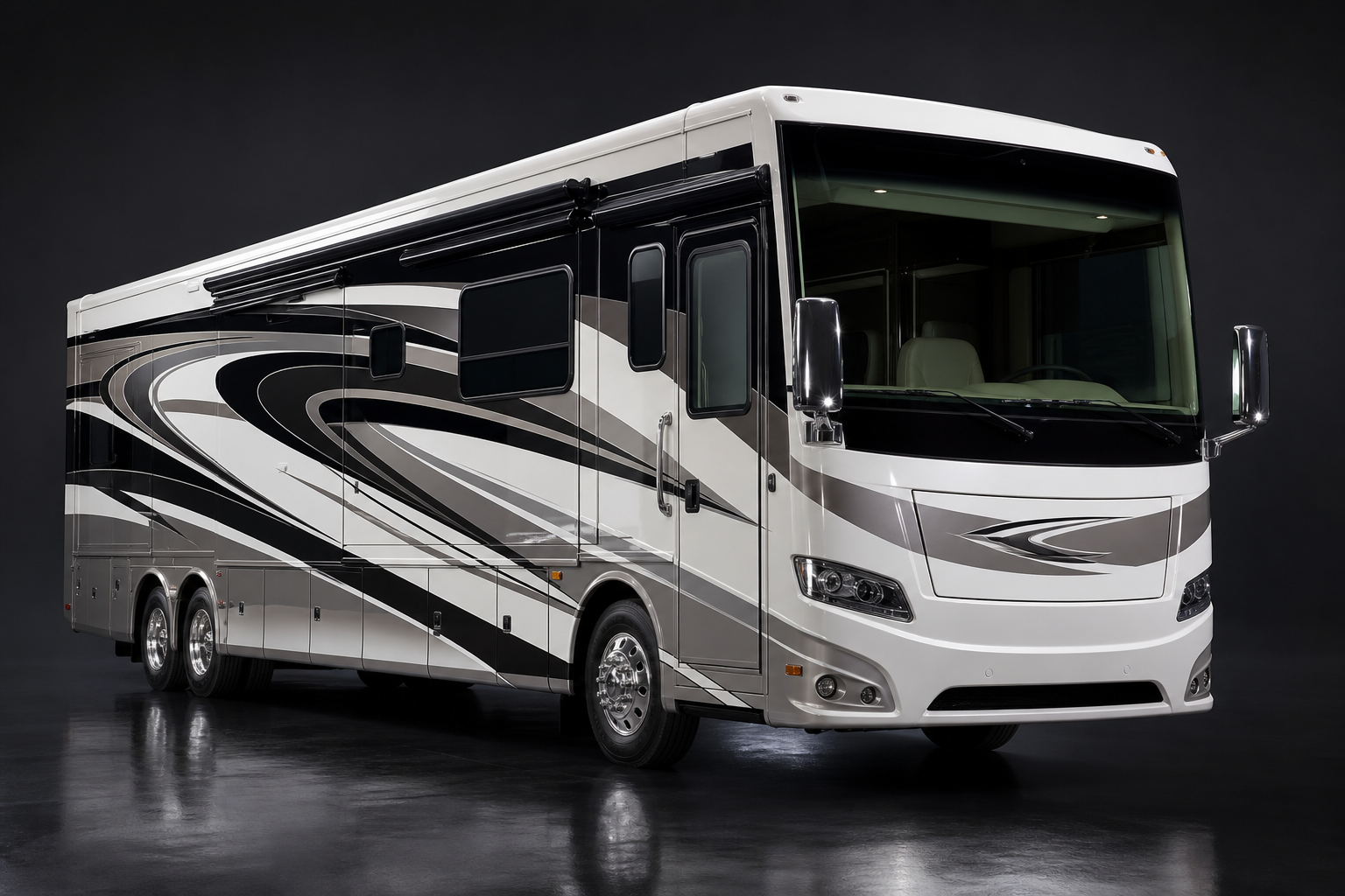 Shiny luxury RV motorhome